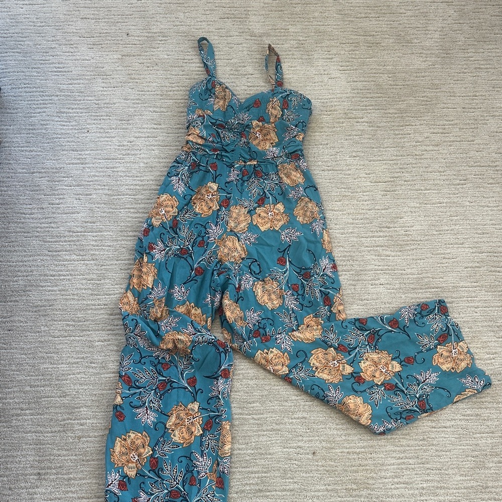 Cute Floral Green Jumpsuit